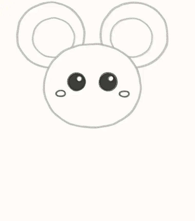 How to Draw a Cartoon Mouse, step 3: draw the eyes