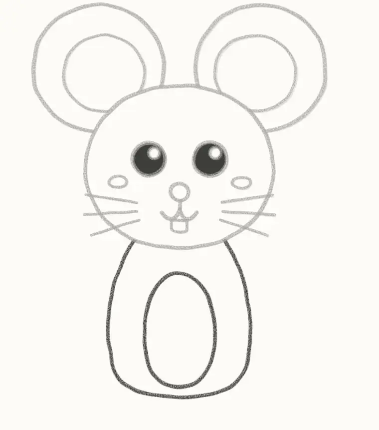 How to Draw a Cartoon Mouse, step 5: draw the body