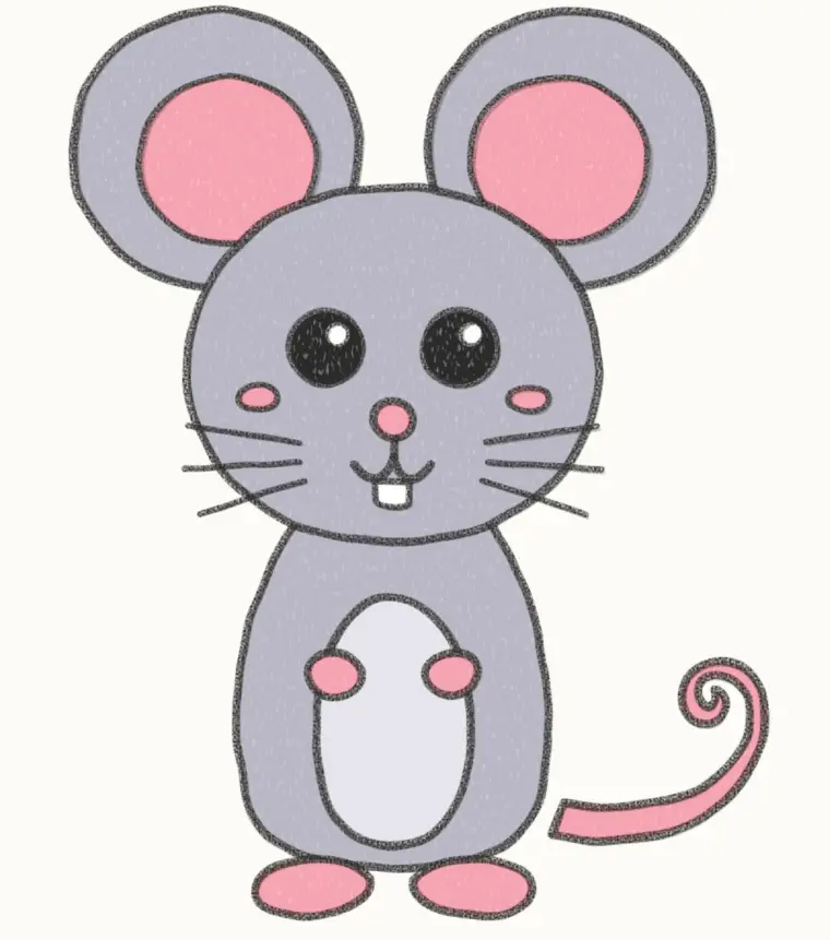 How to Draw a Cartoon Mouse, step 7 of 7: color your mouse, pencil drawing