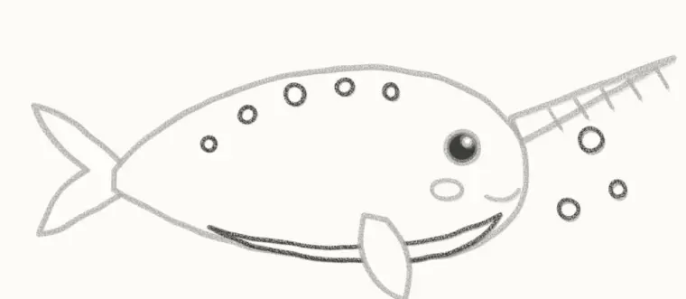 How to Draw a Cartoon Narwhal, step 6: add the belly and spots
