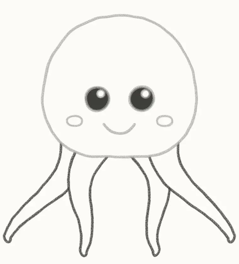 How to Draw a Cartoon Octopus, step 3: add the outer tentacles