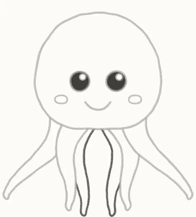 How to Draw a Cartoon Octopus, step 4: add the middle tentacles