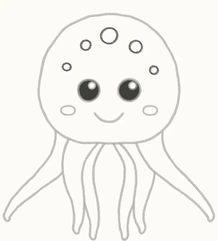 How to Draw a Cartoon Octopus, step 5: draw the spots