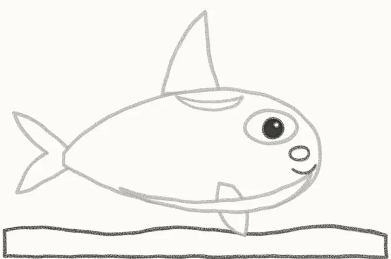 How to Draw a Cartoon Orca, step 6: draw the face and water