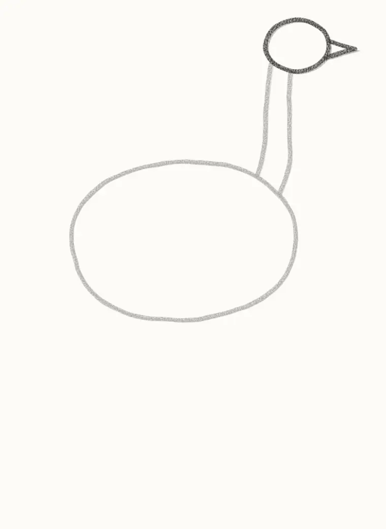 How to Draw a Cartoon Ostrich, step 3: add the head and beak