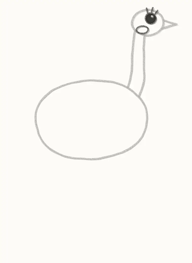 How to Draw a Cartoon Ostrich, step 4: draw the face