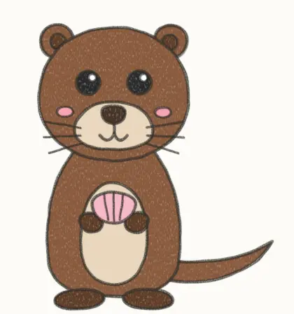 Finished cartoon otter drawing, coloured
