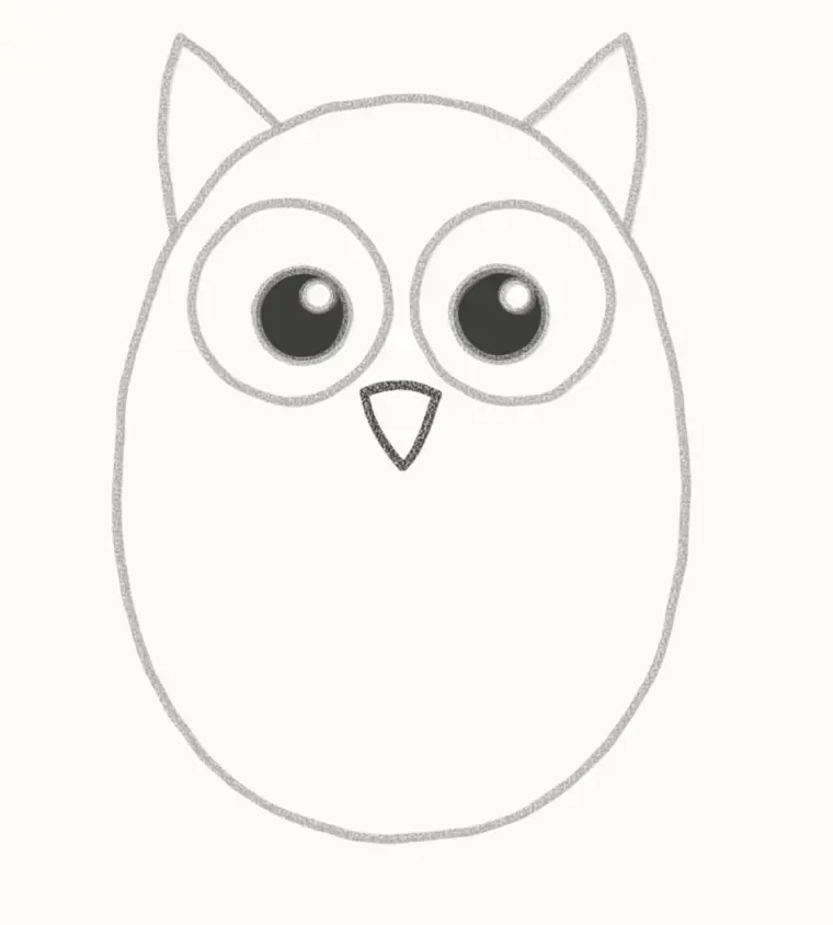 How to Draw a Cartoon Owl, step 4: draw the beak
