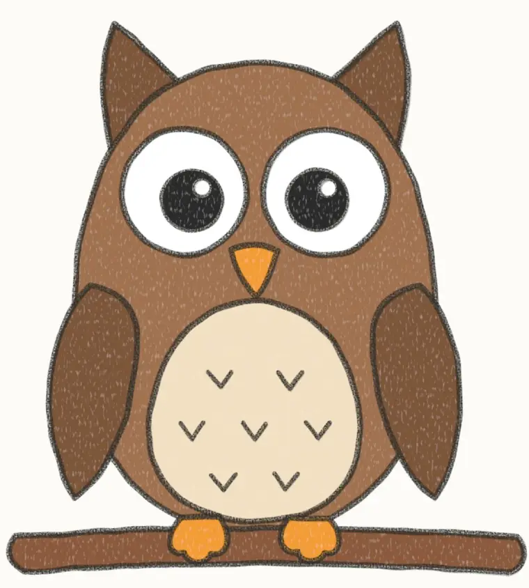 How to Draw a Cartoon Owl, step 7 of 7: color your owl, pencil drawing
