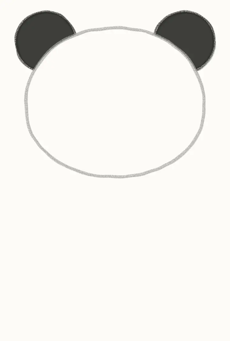 How to Draw a Cartoon Panda, step 2: add the round ears