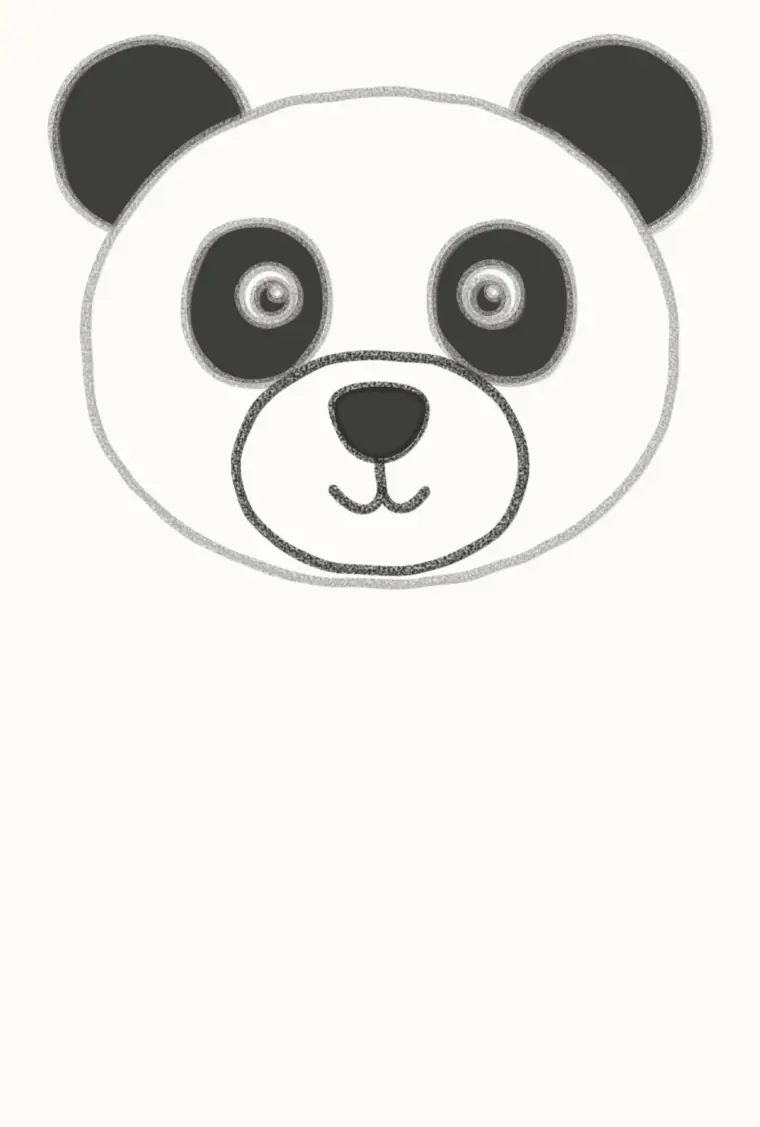 How to Draw a Cartoon Panda, step 4: draw the snout