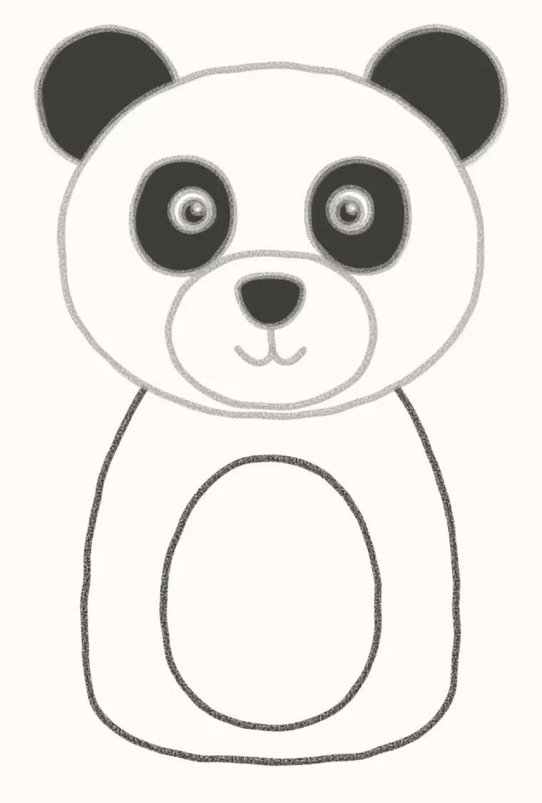 How to Draw a Cartoon Panda, step 5: draw the body