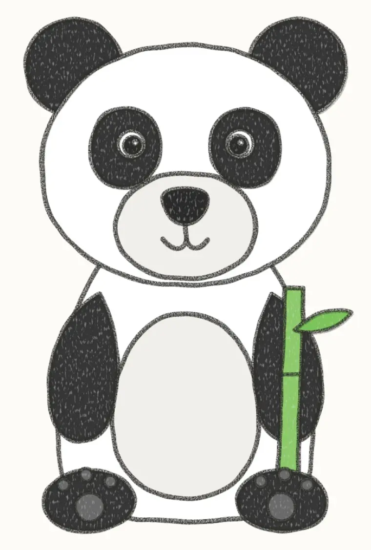 How to Draw a Cartoon Panda, step 7 of 7: color your panda, pencil drawing