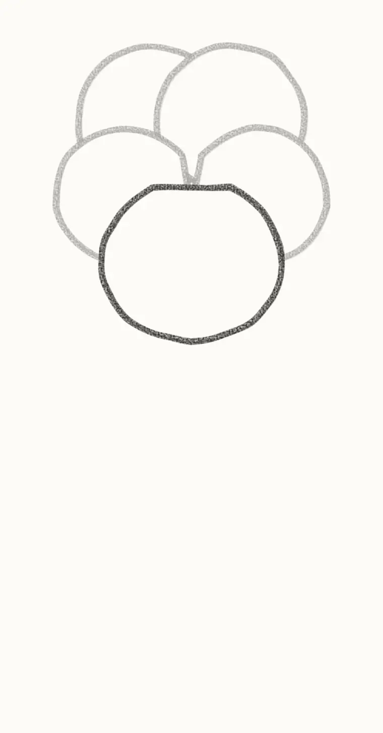 How to Draw a Cartoon Pansy, step 3: draw the bottom petal