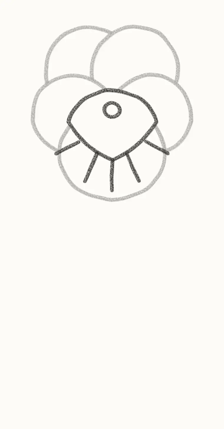 How to Draw a Cartoon Pansy, step 4: draw the face pattern