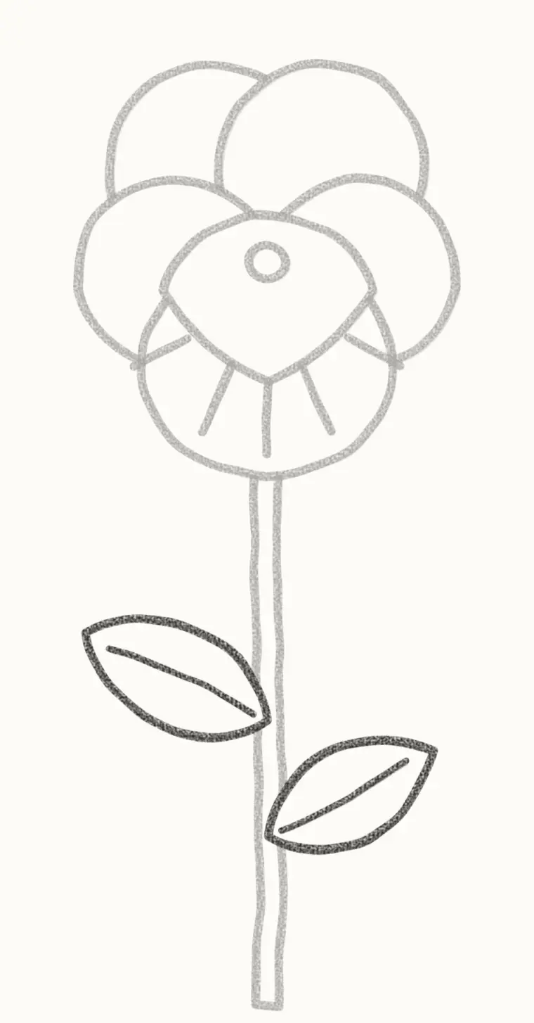 How to Draw a Cartoon Pansy, step 6: add the leaves
