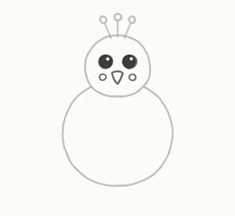How to Draw a Cartoon Peacock, step 3: draw the face