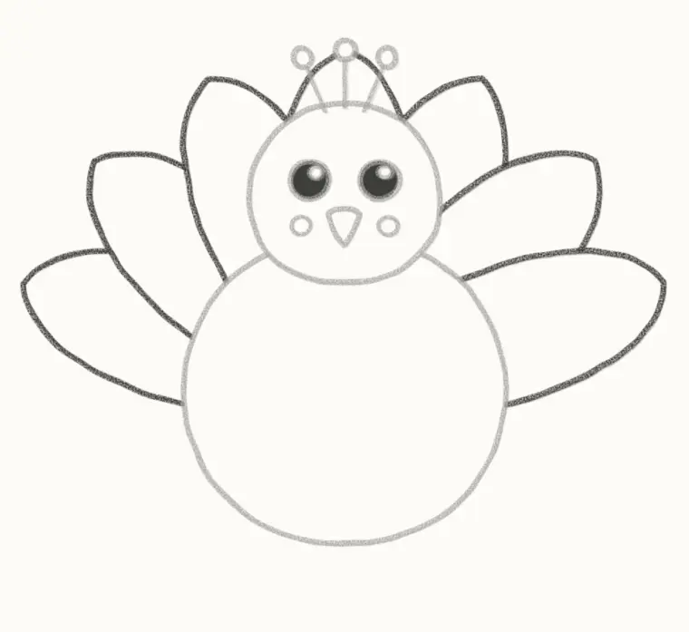 How to Draw a Cartoon Peacock, step 4: draw the tail feathers