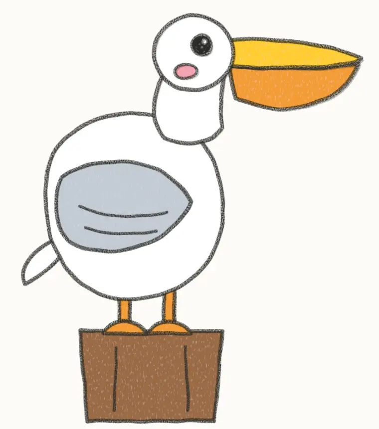 How to Draw a Cartoon Pelican, step 7 of 7: color your pelican, pencil drawing
