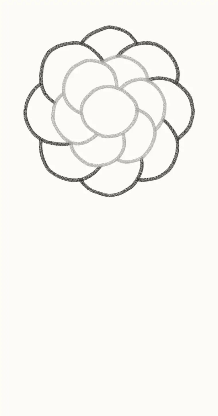How to Draw a Cartoon Peony, step 3: draw the outer petals