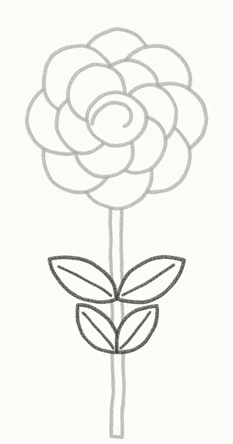 How to Draw a Cartoon Peony, step 6: add the leaves