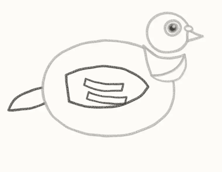 How to Draw a Cartoon Pigeon, step 5: add the wing and tail