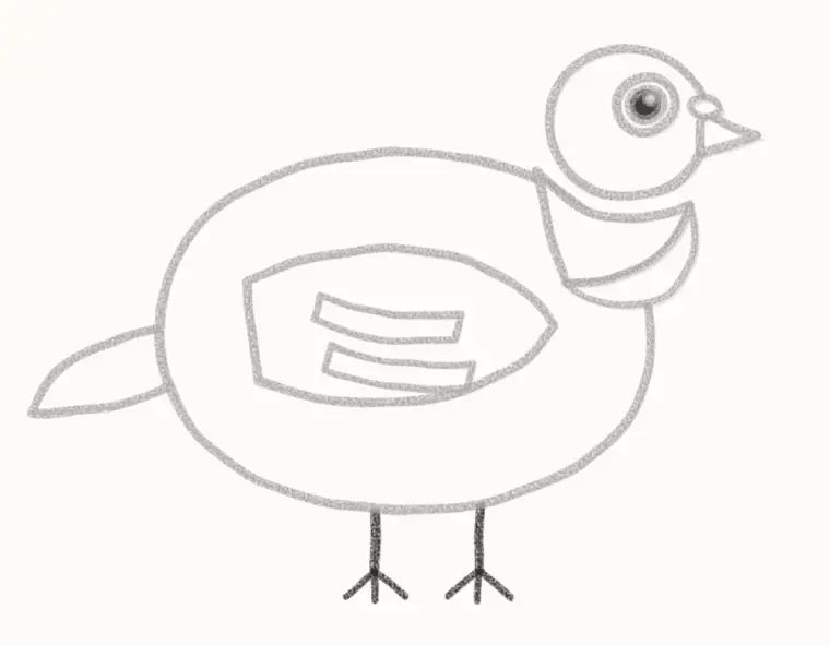 How to Draw a Cartoon Pigeon, step 6: draw the legs
