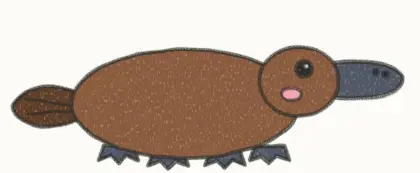 Finished cartoon platypus drawing, coloured