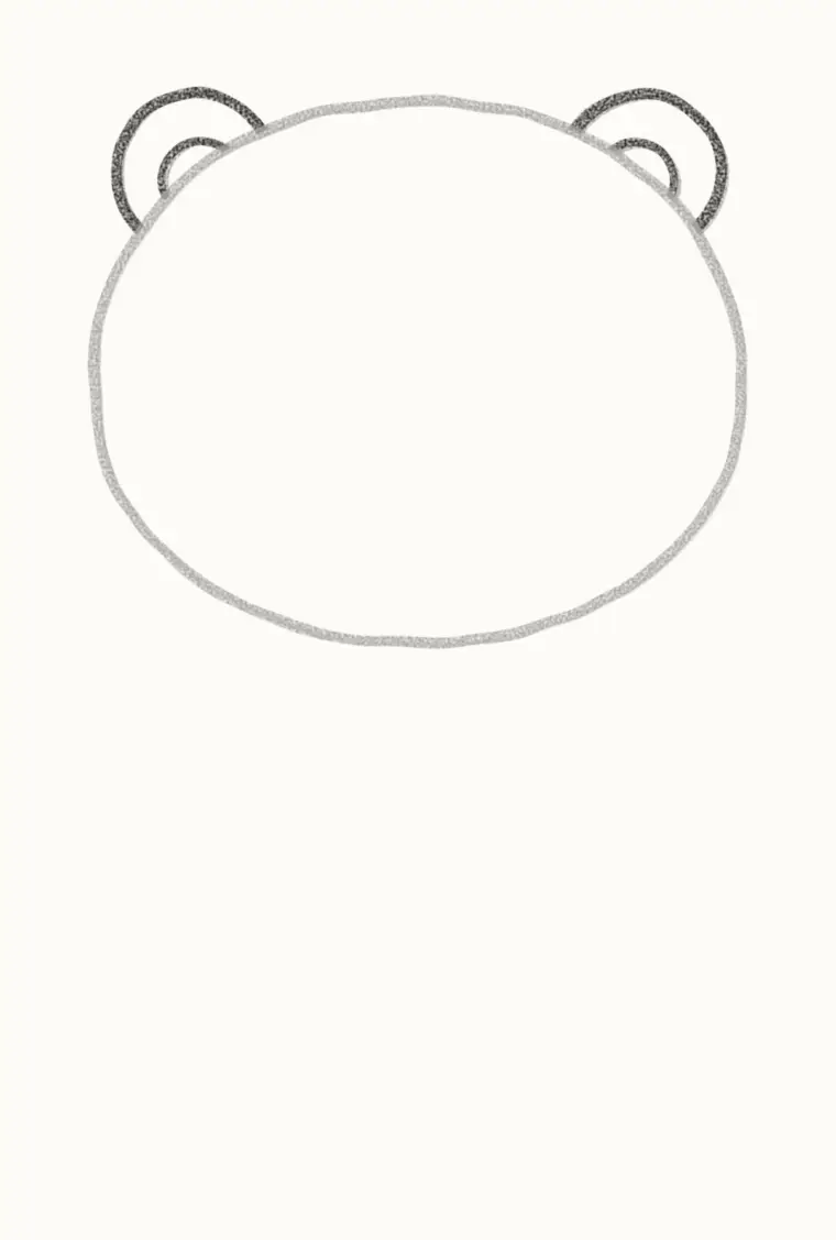 How to Draw a Cartoon Polar Bear, step 2: add the small ears