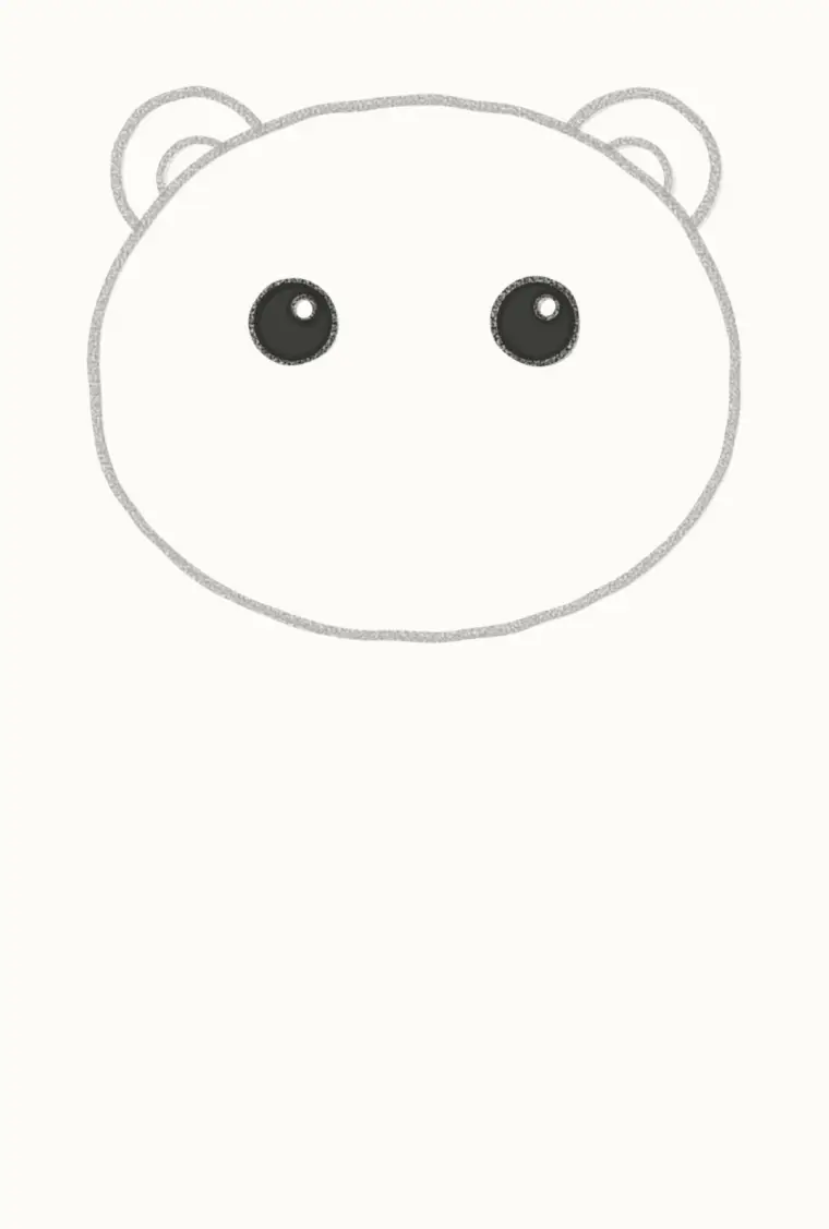 How to Draw a Cartoon Polar Bear, step 3: draw the eyes