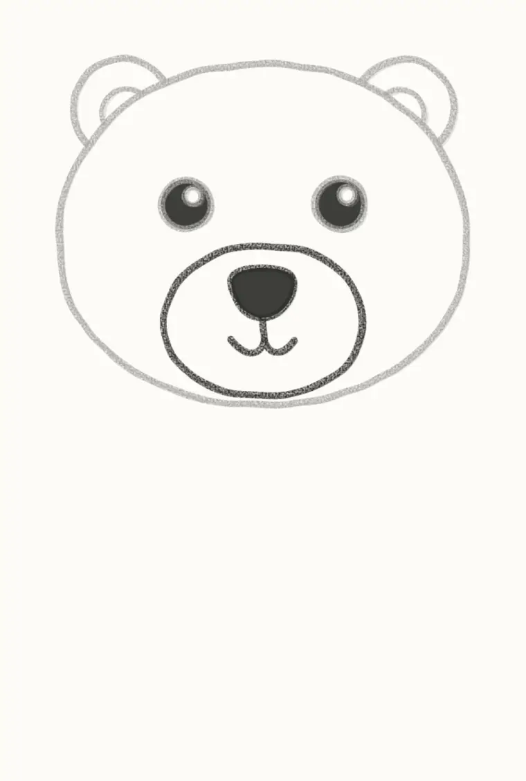 How to Draw a Cartoon Polar Bear, step 4: draw the snout
