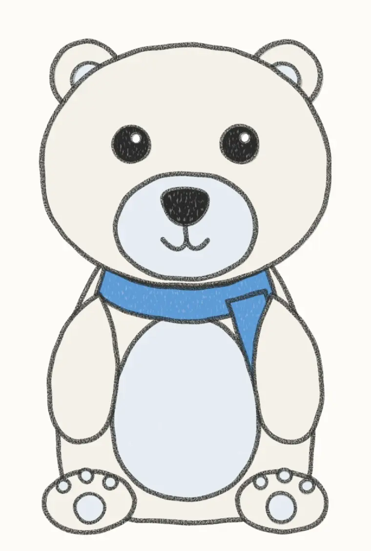 How to Draw a Cartoon Polar Bear, step 7 of 7: color your polar bear, pencil drawing