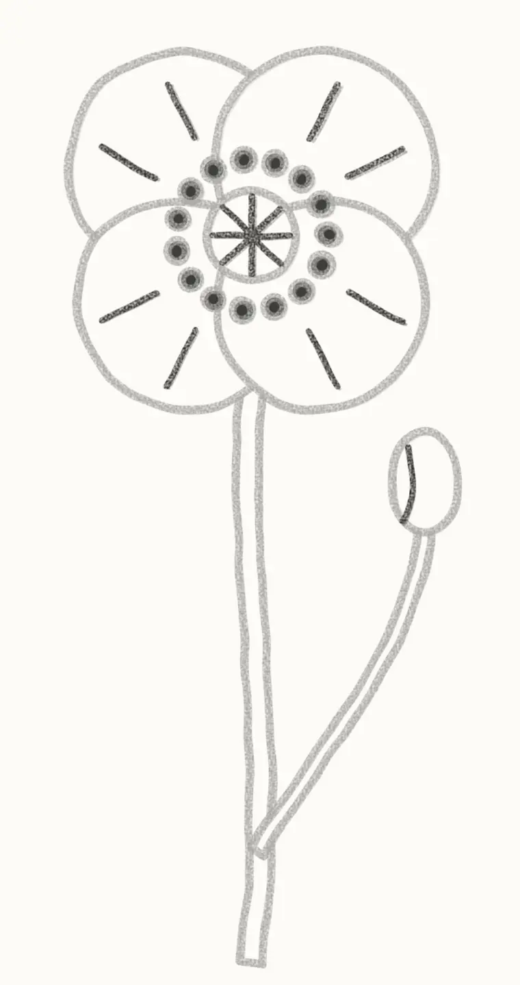 How to Draw a Cartoon Poppy, step 6: add the lines