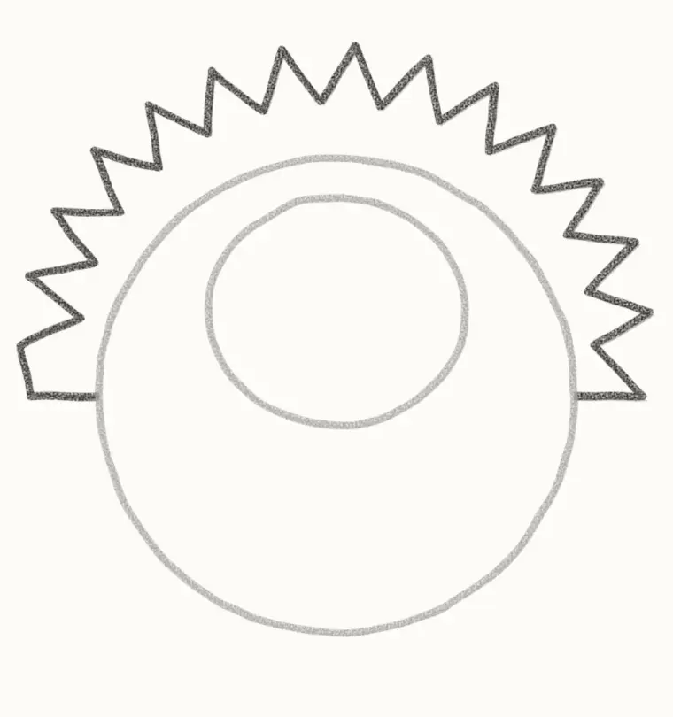 How to Draw a Cartoon Porcupine, step 3: add the spiky quills