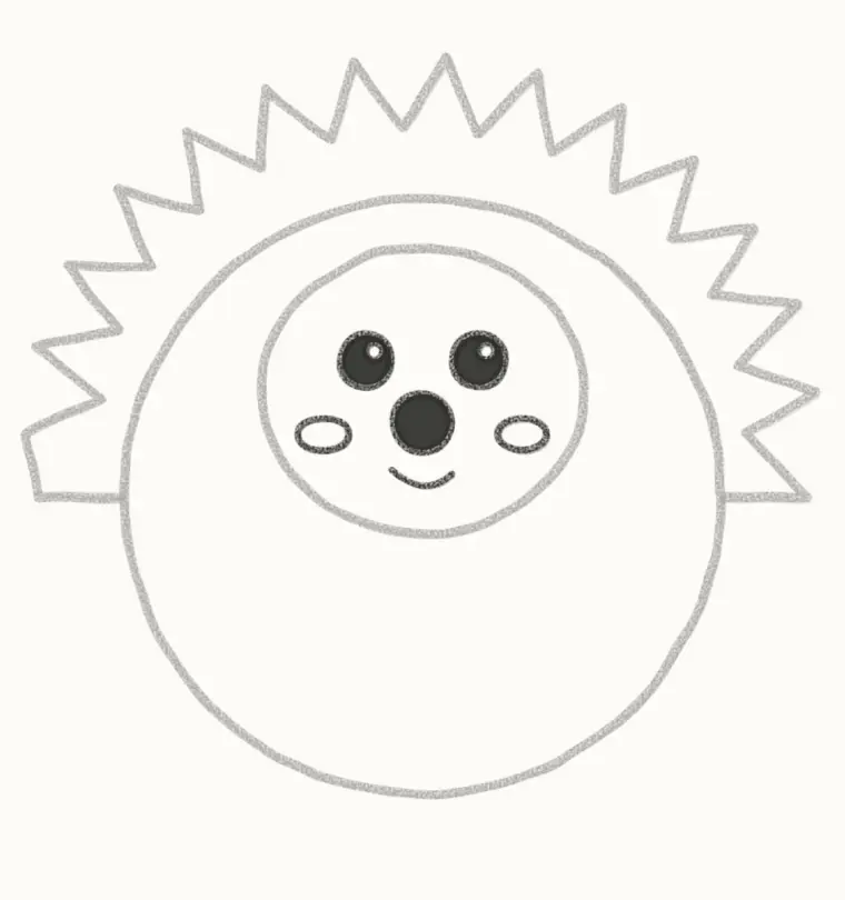 How to Draw a Cartoon Porcupine, step 4: draw the eyes and nose
