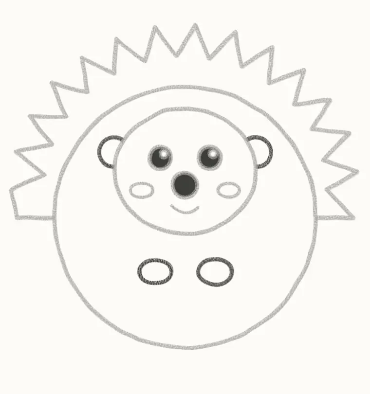 How to Draw a Cartoon Porcupine, step 5: add the ears and paws