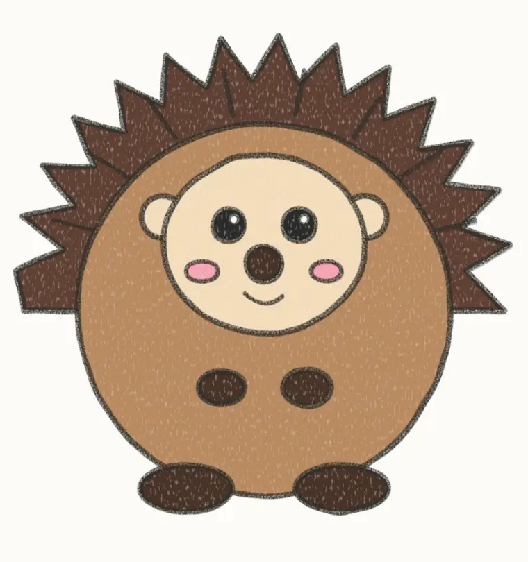 How to Draw a Cartoon Porcupine, step 7 of 7: color your porcupine, pencil drawing
