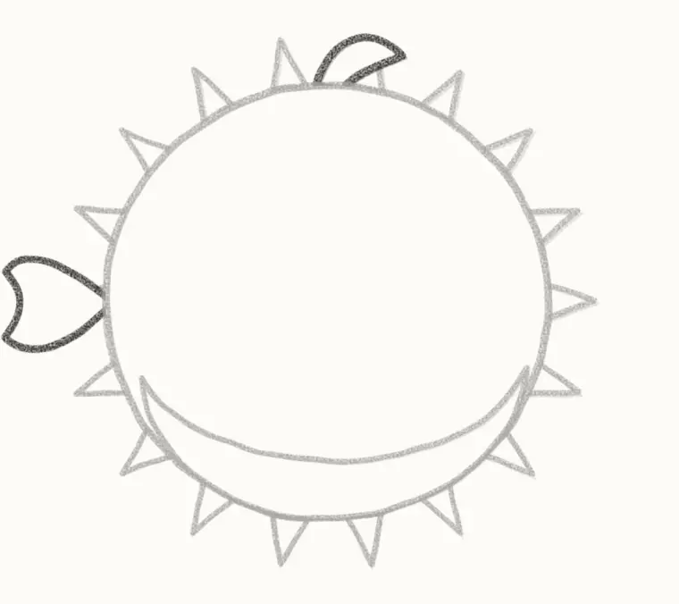 How to Draw a Cartoon Pufferfish, step 3: draw the tail and fins