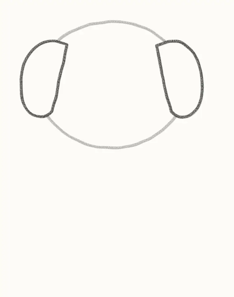How to Draw a Cartoon Puppy, step 2: add the floppy ears