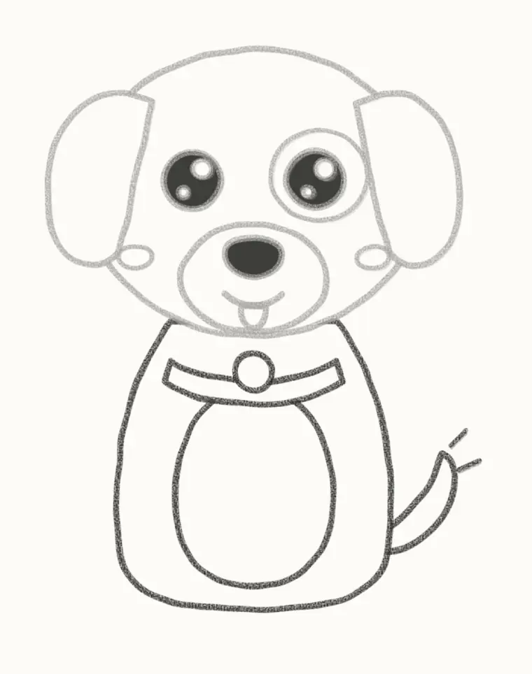 How to Draw a Cartoon Puppy, step 5: draw the small body