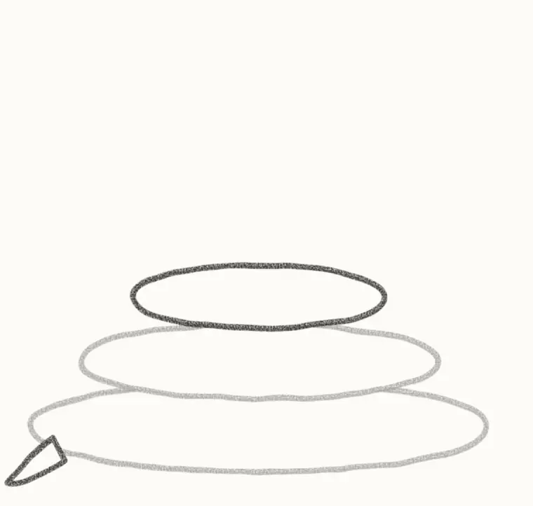 How to Draw a Cartoon Python, step 3: draw the top coil and tail