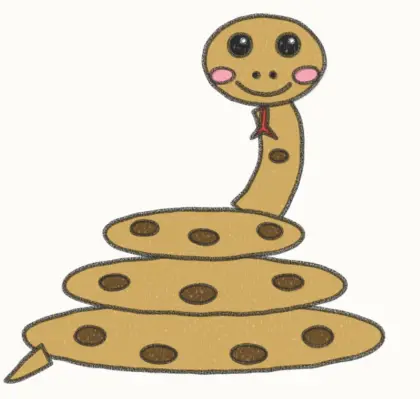 Finished cartoon python drawing, coloured