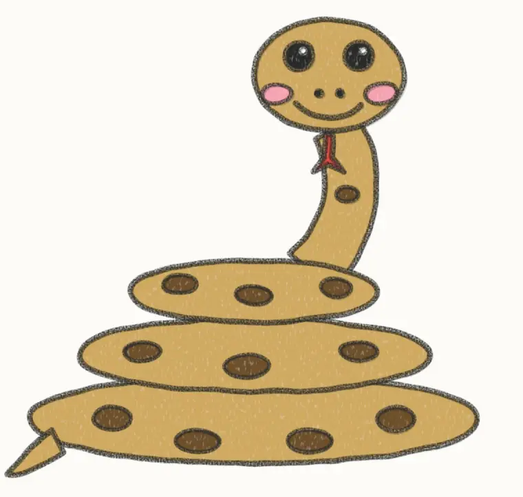 How to Draw a Cartoon Python, step 7 of 7: color your python, pencil drawing