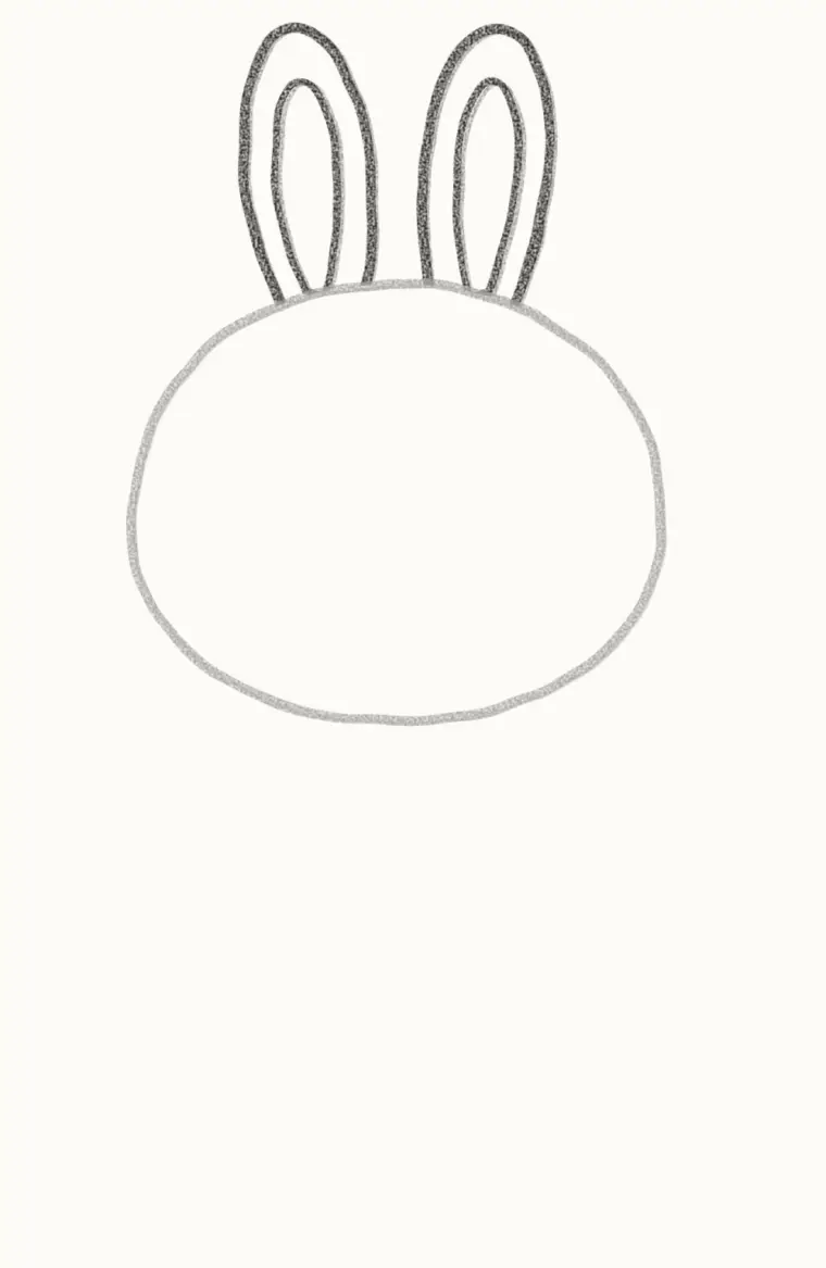 How to Draw a Cartoon Rabbit, step 2: add the long ears