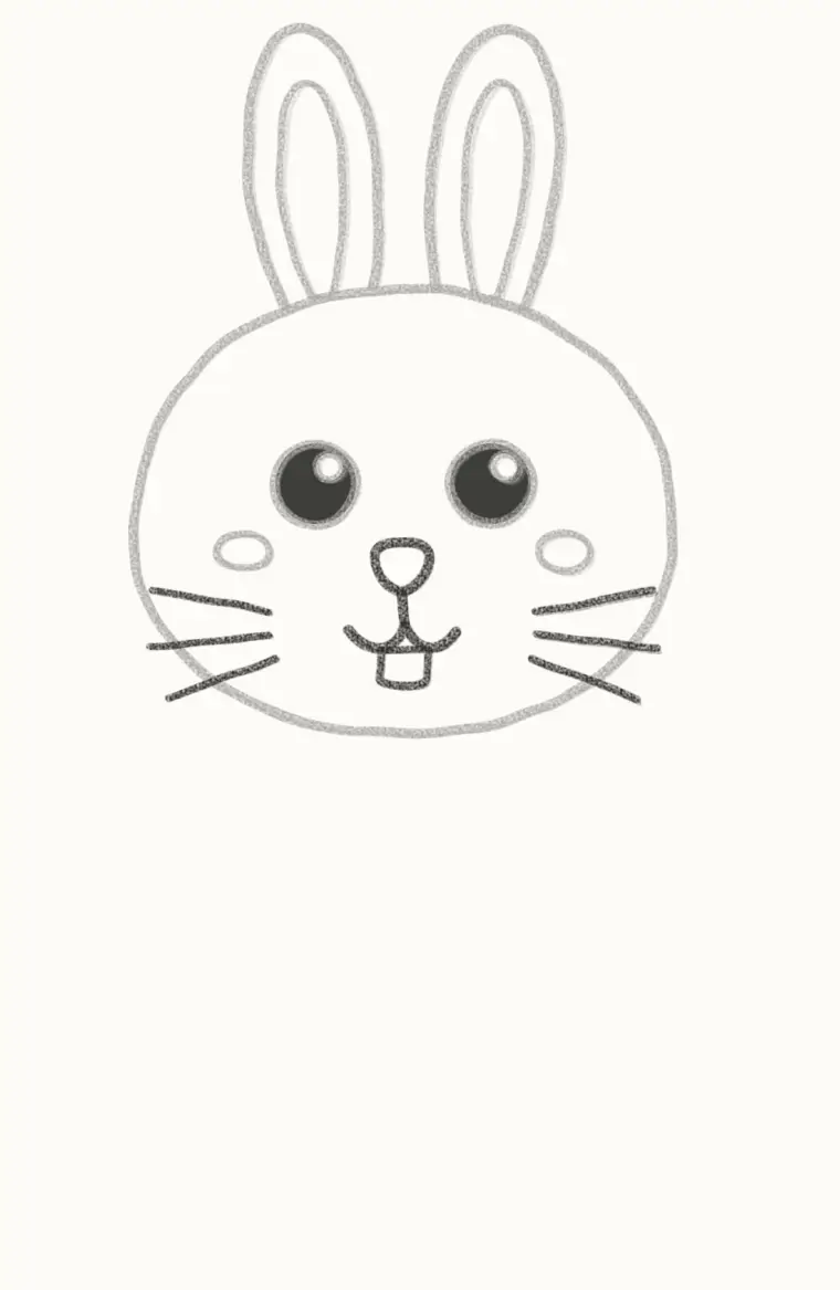 How to Draw a Cartoon Rabbit, step 4: draw the nose and mouth