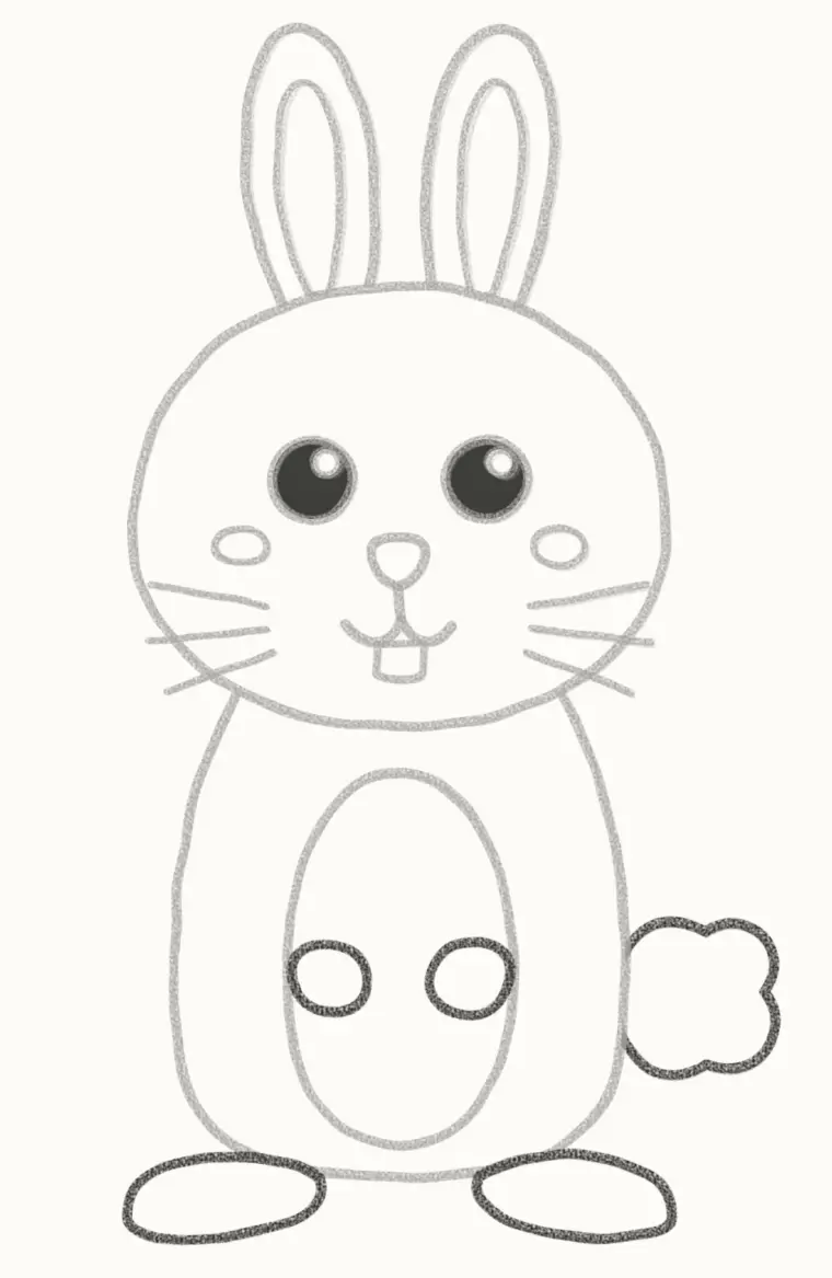 How to Draw a Cartoon Rabbit, step 6: add the feet, paws and tail