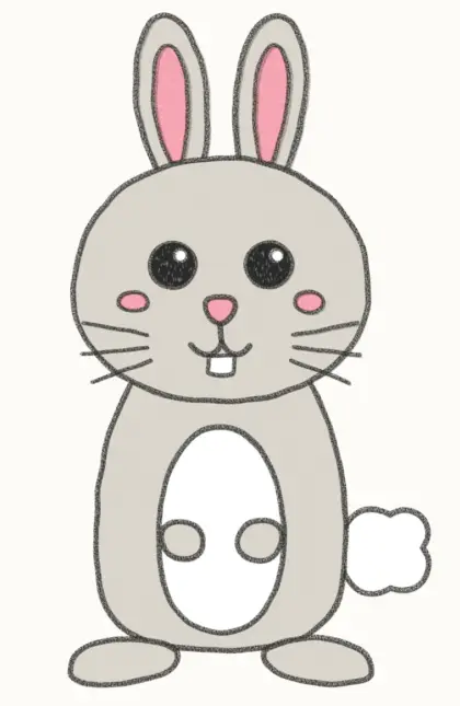 Finished cartoon rabbit drawing, coloured