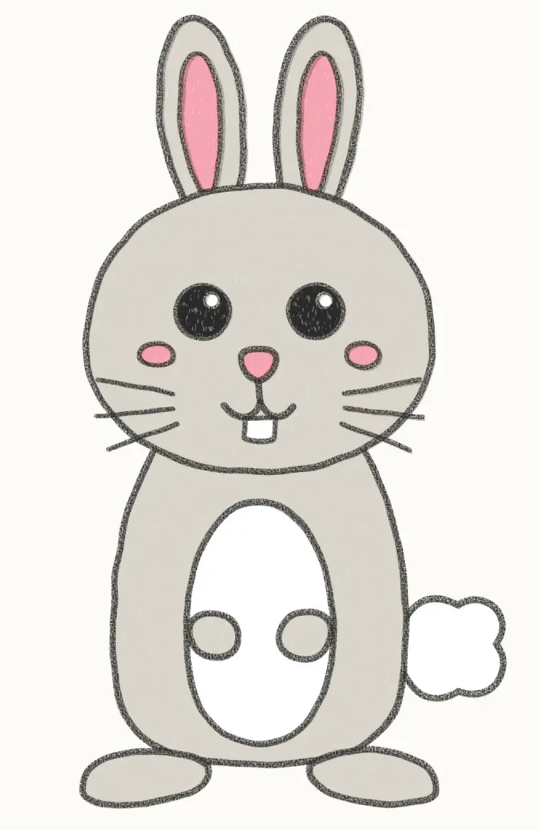 How to Draw a Cartoon Rabbit, step 7 of 7: color your rabbit, pencil drawing