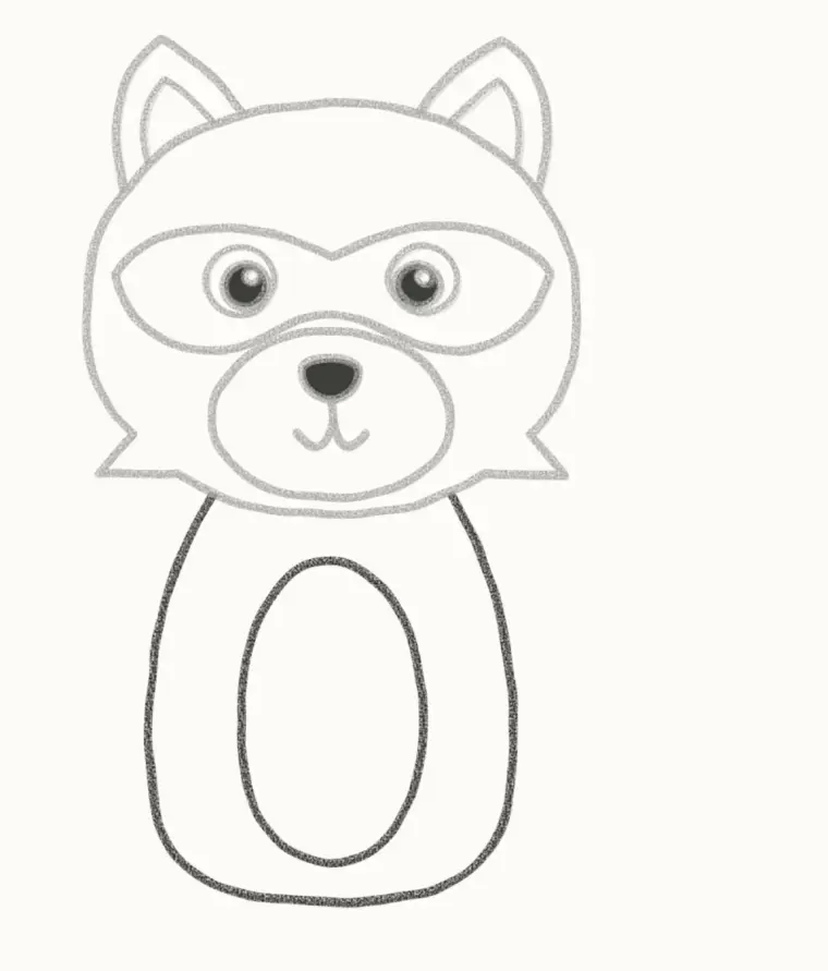 How to Draw a Cartoon Raccoon, step 5: draw the body