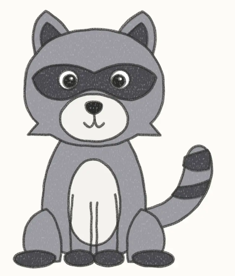 How to Draw a Cartoon Raccoon, step 7 of 7: color your raccoon, pencil drawing